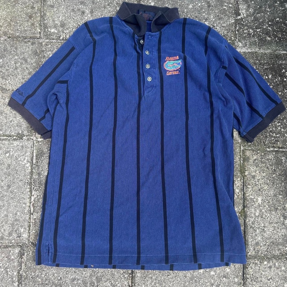 VTG 90s Antigua Florida Gators blue Striped  polo shirt Size XL
